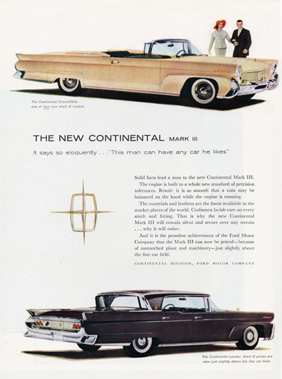 Lincoln Continental Mark III Convertible Landau 1958 | Vintage Cars 1891-1970