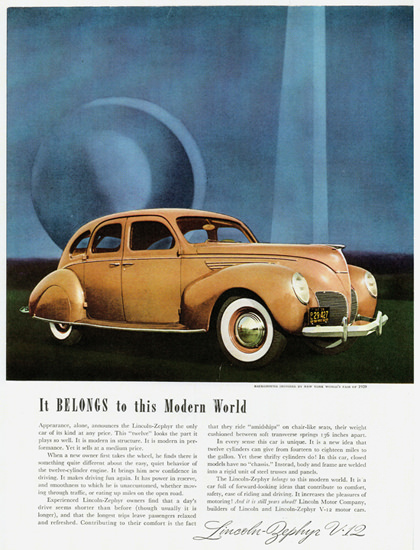Lincoln Zephyr Sedan 1938 Modern World | Vintage Cars 1891-1970