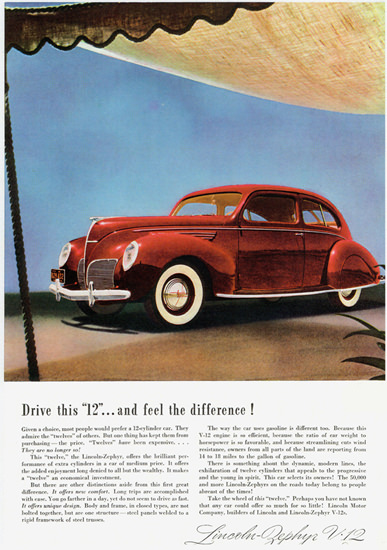 Lincoln Zephyr V12 Coupe Sedan 1938 | Vintage Cars 1891-1970