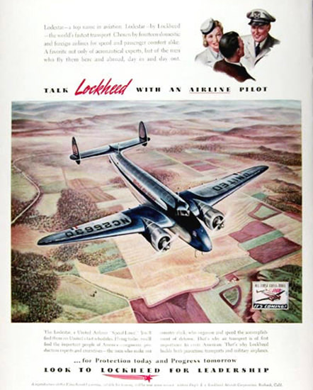 Lockheed United Air Pilots 1941 Airplane | Vintage Travel Posters 1891-1970
