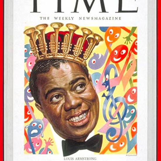 Louis Armstrong Time Magazine 1949-02 by Boris Artzybasheff crop | Best of 1940s Ad and Cover Art
