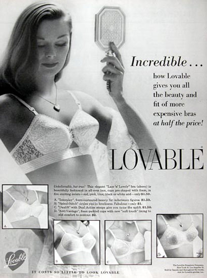 Lovable Brassieres 1960 Incredible Beauty Bras | Sex Appeal Vintage Ads and Covers 1891-1970