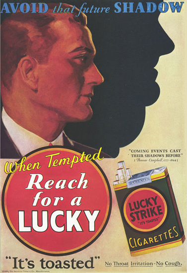 Lucky Strike Avoid That Future Shadow | Vintage Ad and Cover Art 1891-1970