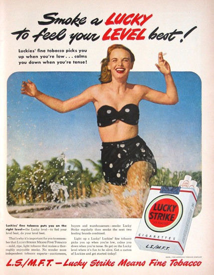 Lucky Strike Bikini To Feel Your Level Best | Sex Appeal Vintage Ads and Covers 1891-1970