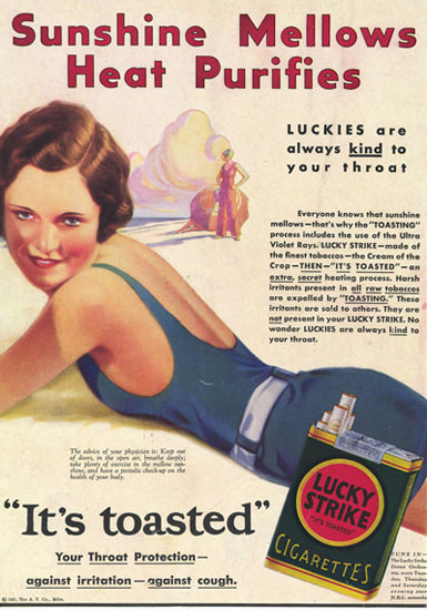 Lucky Strike Cigarettes Beach Girl 1953 Blue | Sex Appeal Vintage Ads and Covers 1891-1970