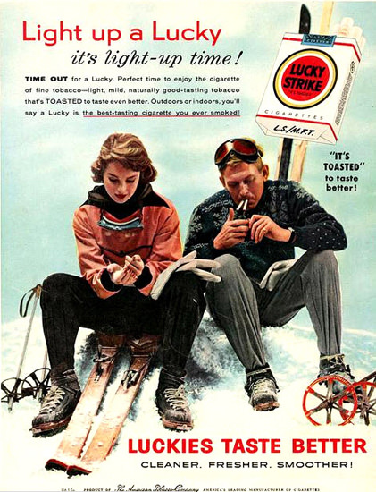 Lucky Strike Cigarettes Skiing | Vintage Ad and Cover Art 1891-1970