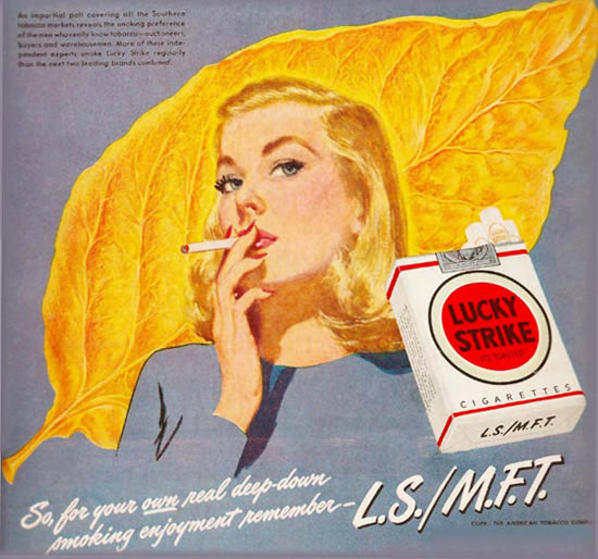 Lucky Strike Cigarettes Tabacco Leaf Girl | Vintage Ad and Cover Art 1891-1970