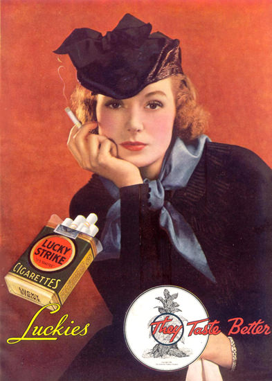 Lucky Strike Luckies Girl 1935 Cigarettes | Sex Appeal Vintage Ads and Covers 1891-1970