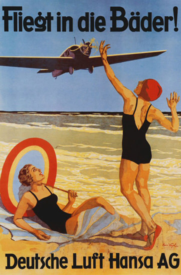 Lufthansa Fliegt In Die Baeder 1925 Hans Vogel | Sex Appeal Vintage Ads and Covers 1891-1970