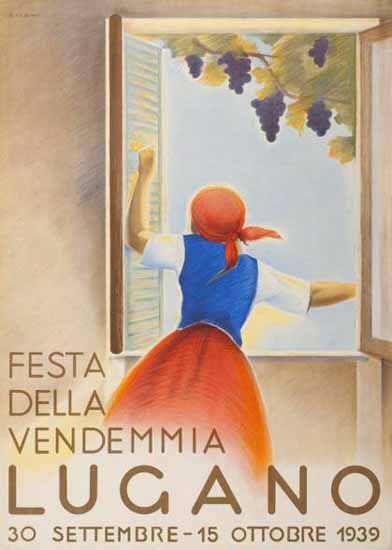 Lugano Festa Della Vendemmia Switzerland 1939 | Vintage Travel Posters 1891-1970