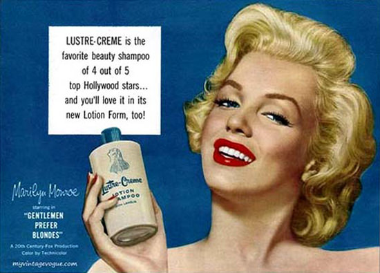 Lustre-Creme Shampoo Marilyn Monroe 1953 | Sex Appeal Vintage Ads and Covers 1891-1970