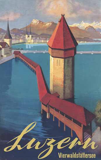 Luzern Vierwaldstättersee Lake Lucerne Switzerland 1936 | Vintage Travel Posters 1891-1970
