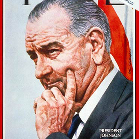 Lyndon B Johnson Time Magazine 1965-08 by Boris Chaliapin crop | Best of Vintage Cover Art 1900-1970