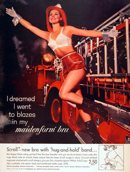 Maidenform Bra Lingerie Firefighters Department | Sex Appeal Vintage Ads and Covers 1891-1970