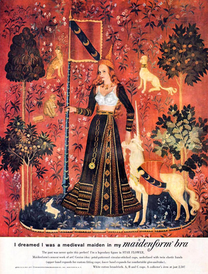 Maidenform Bra Medieval Maiden In My Bra 1959 | Sex Appeal Vintage Ads and Covers 1891-1970