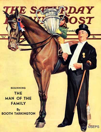 Mariam Troop Saturday Evening Post Big Trophy Little Girl 1940_11_09 | The Saturday Evening Post Graphic Art Covers 1931-1969