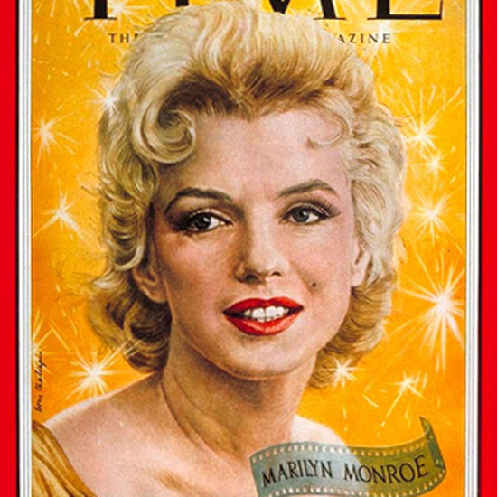 Marilyn Monroe Time Magazine 1956-05 by Boris Chaliapin crop | Best of 1950s Ad and Cover Art
