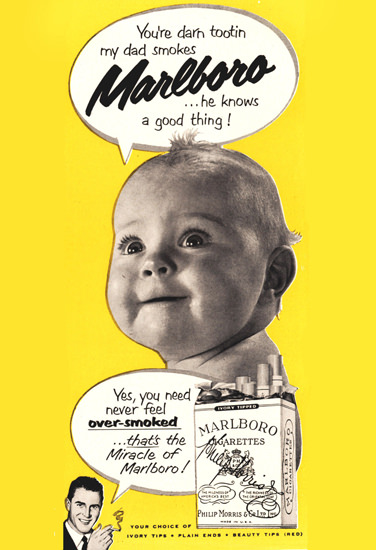 Marlboro Baby My Dad Smokes Knows Good 1951 | Vintage Ad and Cover Art 1891-1970