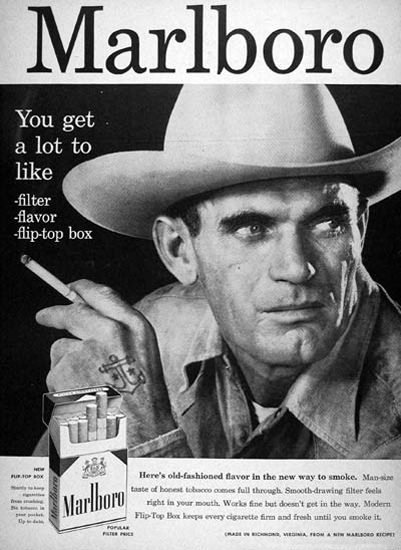 Marlboro Cigarettes 1957 Marlboro Man Cowboy | Vintage Ad and Cover Art 1891-1970
