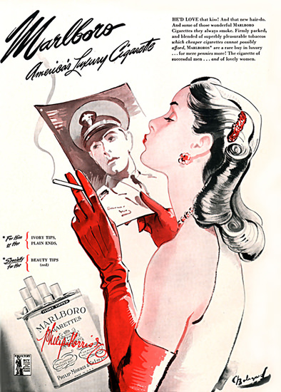 Marlboro Cigarettes The Kiss 1944 | Sex Appeal Vintage Ads and Covers 1891-1970
