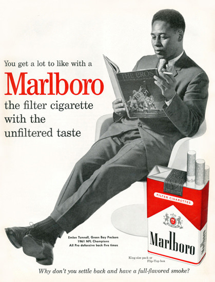 Marlboro Emlen Tunnell Green Bay Packers 1961 | Vintage Ad and Cover Art 1891-1970