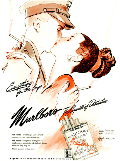 Marlboro Everything For Distinction 1943 The Kiss | Sex Appeal Vintage Ads and Covers 1891-1970