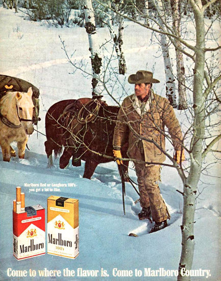 Marlboro Man In Snow Shoes 1969 | Vintage Ad and Cover Art 1891-1970