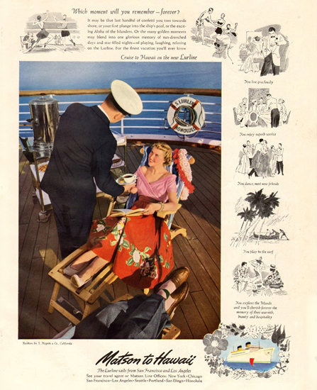 Matson Line To Hawaii 1950 | Vintage Travel Posters 1891-1970