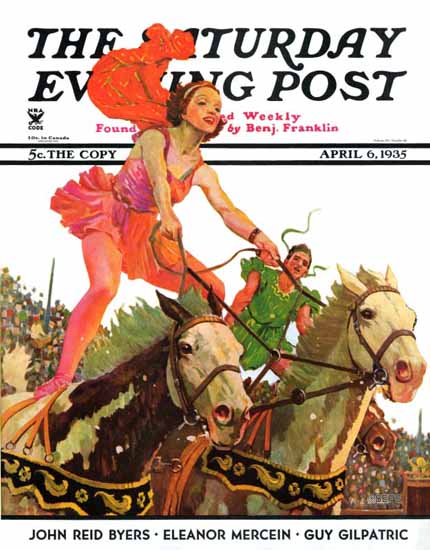 Maurice Bower Saturday Evening Post Circus Bareback Riders 1935_04_06 | The Saturday Evening Post Graphic Art Covers 1931-1969