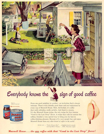 MaxWell House Coffee Housewife 1950 | Vintage Ad and Cover Art 1891-1970