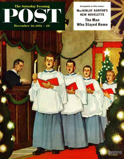 Mead Schaeffer Saturday Evening Post Boys Christmas Choir 1953_12_26 | The Saturday Evening Post Graphic Art Covers 1931-1969