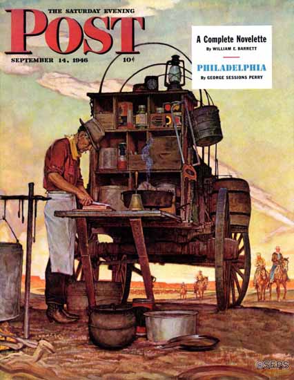 Mead Schaeffer Saturday Evening Post Chuckwagon 1946_09_14 | The Saturday Evening Post Graphic Art Covers 1931-1969