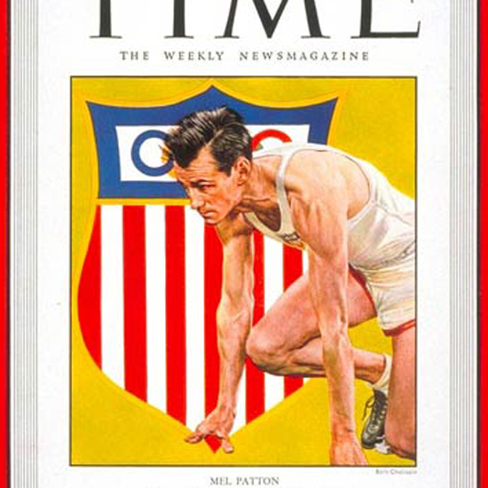 Mel Patton Time Magazine 1948-08 by Boris Chaliapin crop | Best of 1940s Ad and Cover Art