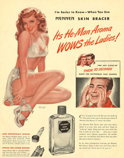 Mennen Pin-Up Girl He-Man-Aroma WOWS Ladies | Sex Appeal Vintage Ads and Covers 1891-1970