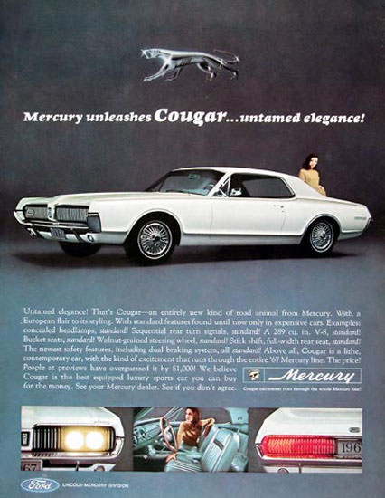 Mercury Cougar 1967 Mercury Unleashes Cugar | Vintage Cars 1891-1970