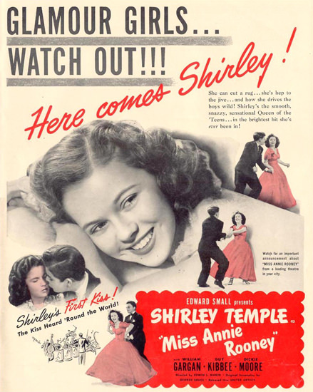 Miss Annie Rooney Shirley Temple First Kiss 1942 | Vintage Ad and Cover Art 1891-1970