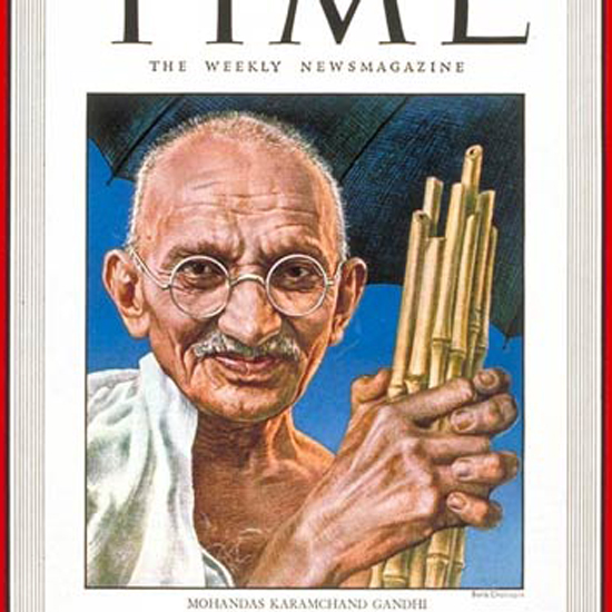 Mohandas Gandhi Time Magazine 1947-06 by Boris Chaliapin crop | Best of 1940s Ad and Cover Art