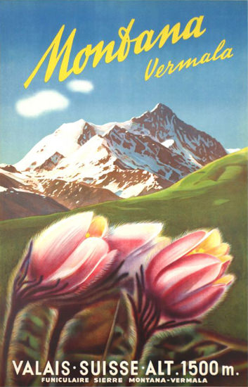 Montana Vermala Valais Suisse Switzerland 1939 | Vintage Travel Posters 1891-1970