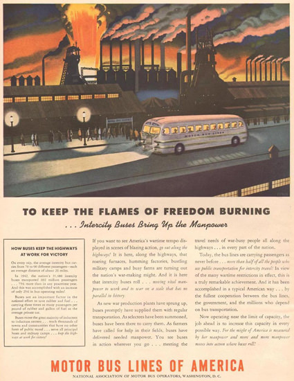 Motor Bus Lines Of America Industry 1943 | Vintage Travel Posters 1891-1970