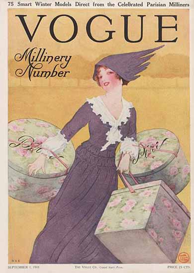 Mrs Newell Tilton Vogue Cover 1911-09-01 Copyright | Vogue Magazine Graphic Art Covers 1902-1958