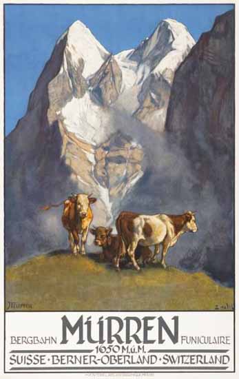 Muerren Bergbahn Berner Oberland Switzerland 1925 | Vintage Travel Posters 1891-1970