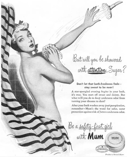 Mum Safety-First Girl Showered Attention 1948 | Sex Appeal Vintage Ads and Covers 1891-1970