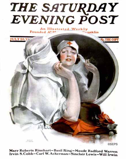 NP Zarokilli Saturday Evening Post Red Cross Nurse 1917_07_28 | The Saturday Evening Post Graphic Art Covers 1892-1930