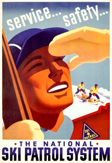 National Ski Patrol System Service Safety | Vintage Travel Posters 1891-1970