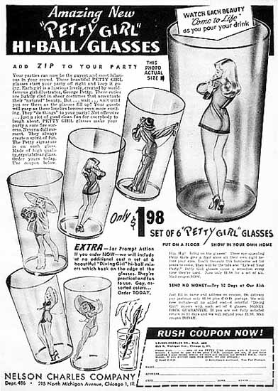 Nelson Charles Co Petty Girl Hi-Ball Glasses George Petty Sex Appeal | Sex Appeal Vintage Ads and Covers 1891-1970