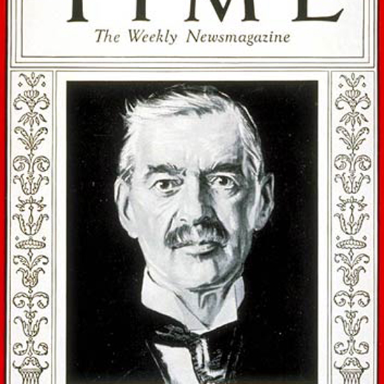 Neville Chamberlain Time Magazine 1932-04 crop | Best of Vintage Cover Art 1900-1970