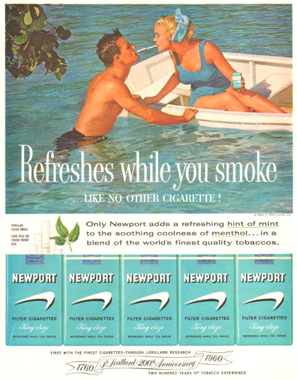 Newport Cigarettes 200 Anniversary 1960 Nike | Sex Appeal Vintage Ads and Covers 1891-1970