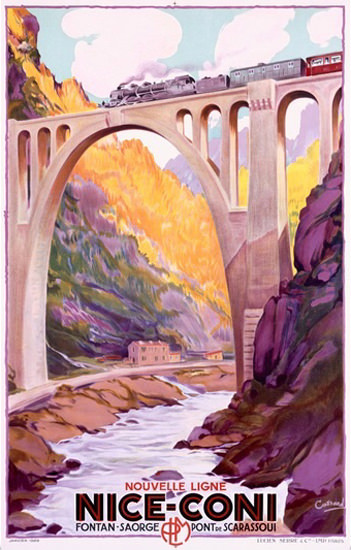 Nice-Coni Railway Fontan Saorge Pont Scarassoui | Vintage Travel Posters 1891-1970