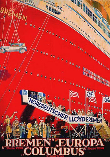Norddeutscher Lloyd Bremen Columbus 1930 | Vintage Travel Posters 1891-1970