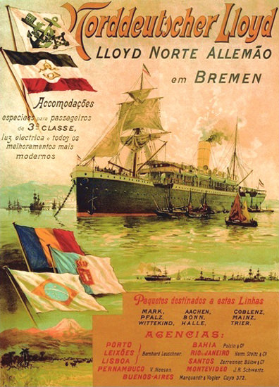 Norddeutscher Lloyd Bremen Rio De Janeiro 1898 | Vintage Travel Posters 1891-1970